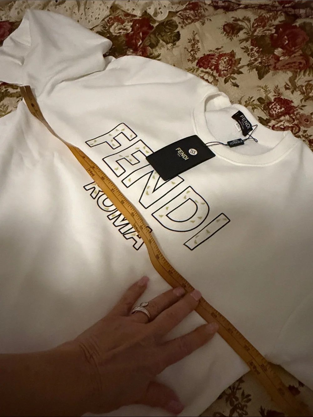 Fendi White Crewneck Sweatshirt with Yellow-Accent Logo